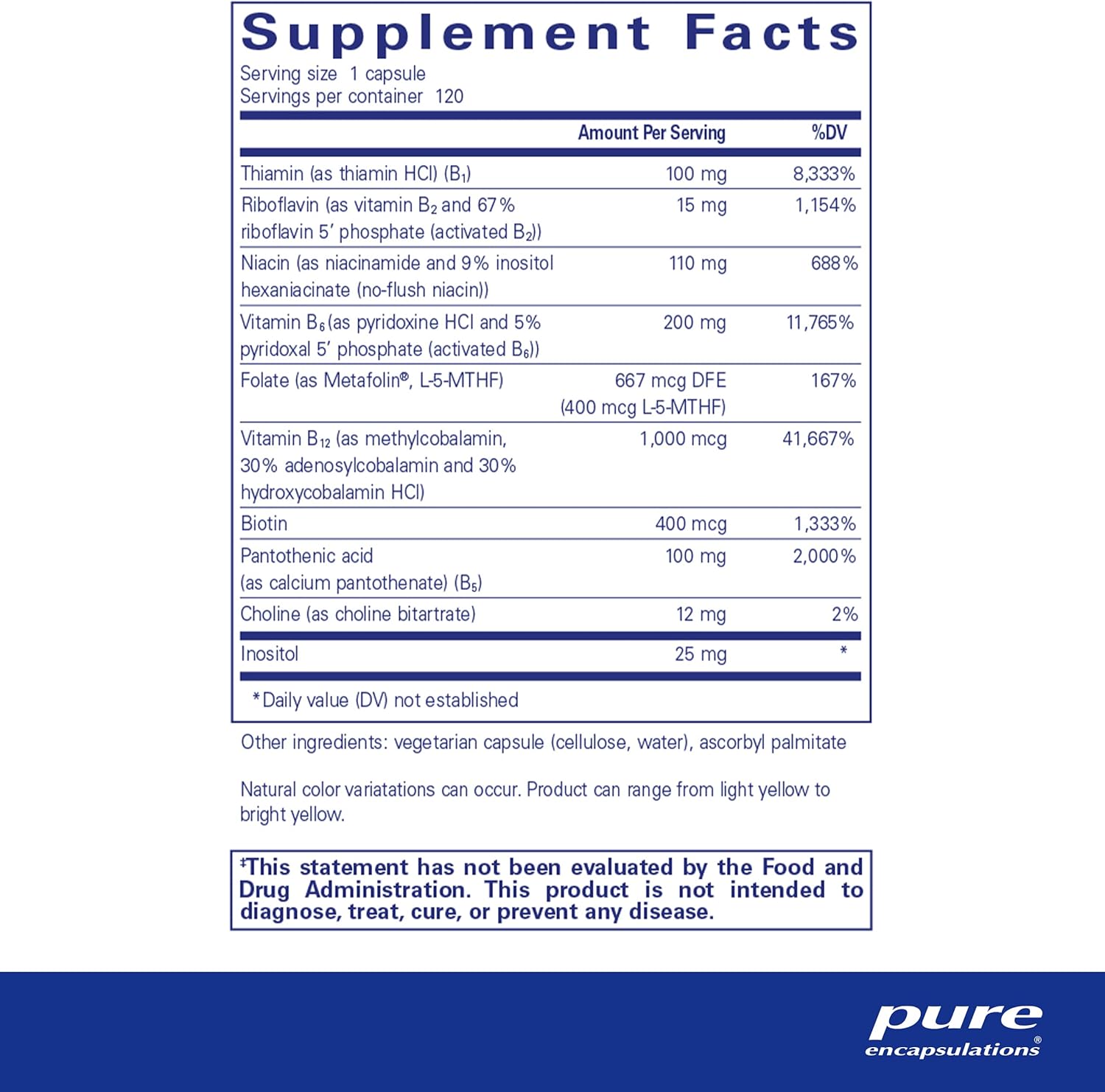 Pure Encapsulations B6 Complex - Promotes Brain & Nervous System Health - Enriched Vitamin B6 - Non-GMO - 120 Capsules
