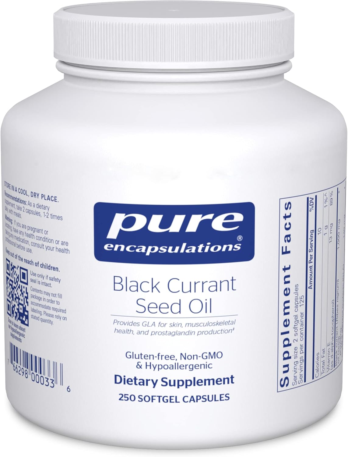 Pure Encapsulations Black Currant Seed Oil Softgel Capsules - 250 Count | Hypoallergenic Dietary Supplement