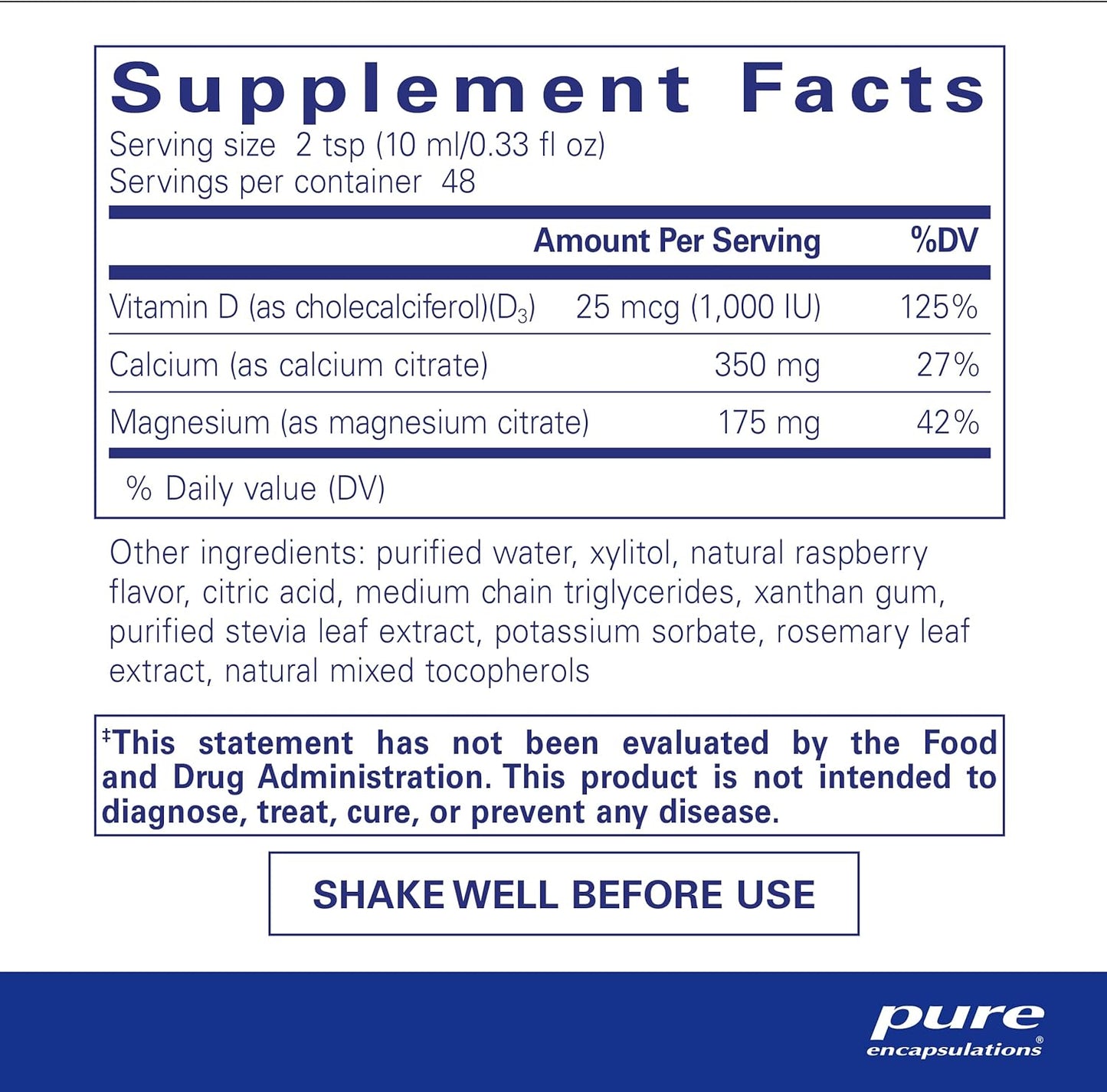 Pure Encapsulations Cal/Mag/D Liquid | Liquid Calcium, Magnesium, and Vitamin D Supplement | 16.2 fl. oz. Bottle