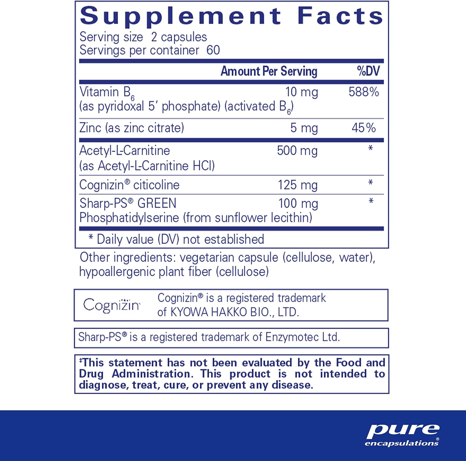 Pure Encapsulations CogniPhos Capsules - Support Cognitive Performance and Behavior - 120 Count