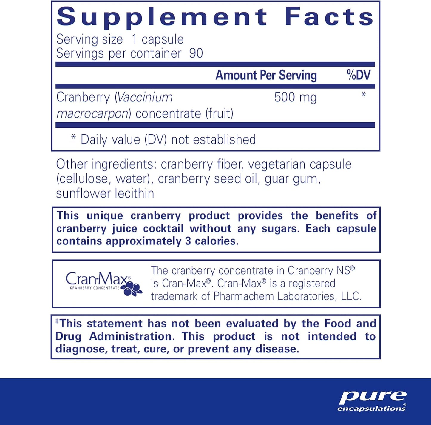 Pure Encapsulations Cranberry NS Capsules for Urinary Tract Health - 90 Count
