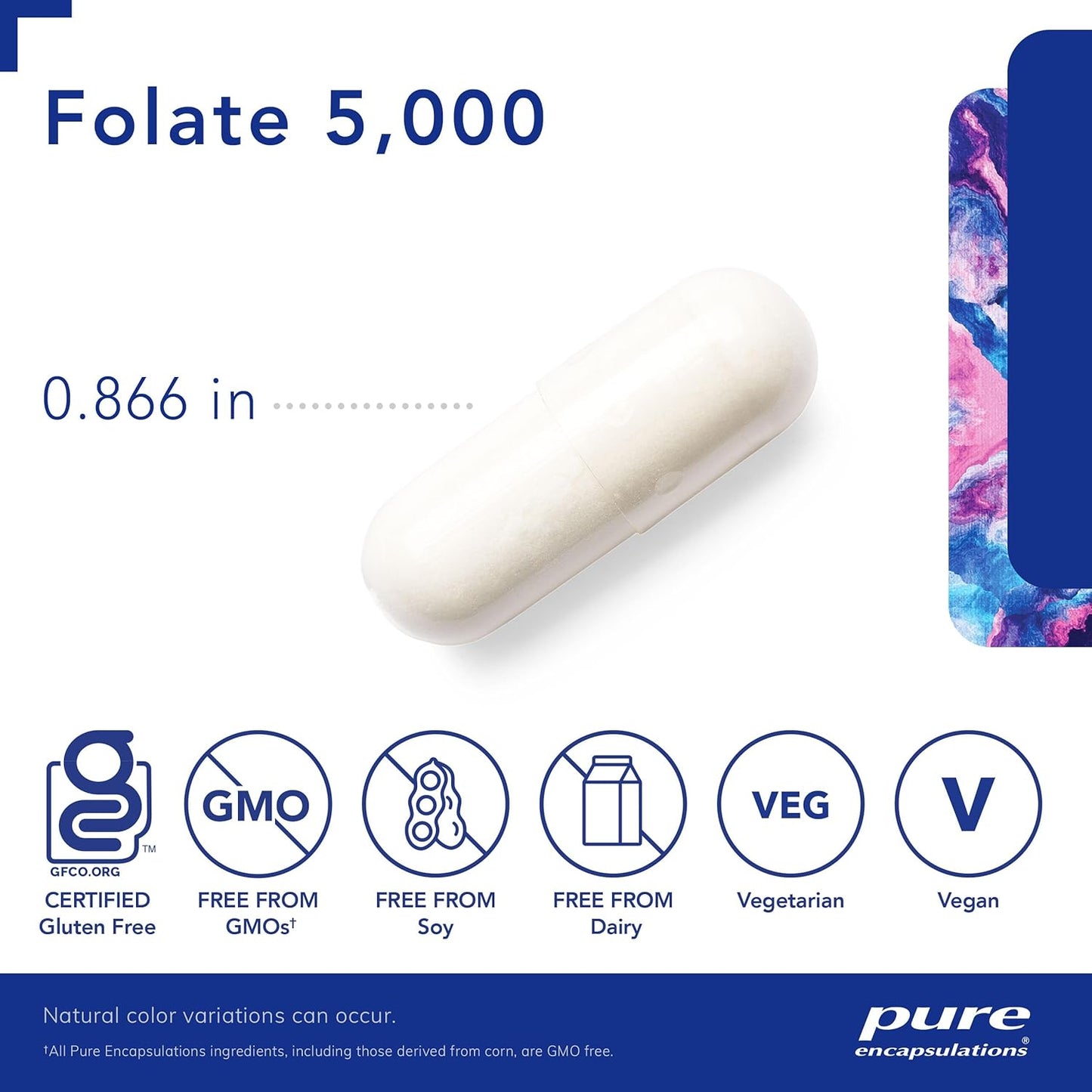 Pure Encapsulations Folate 5,000 - 60 Capsules - Activated Vitamin B9 as 5-Methyltetrahydrofolate