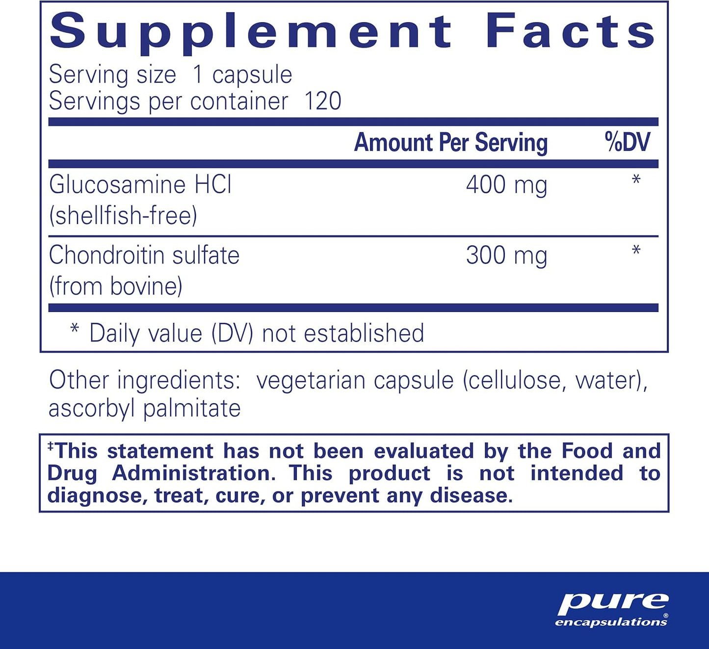 Pure Encapsulations Glucosamine and Chondroitin Supplement for Healthy Joint Function | 120 Capsules | Hypoallergenic Dual-Strength Support