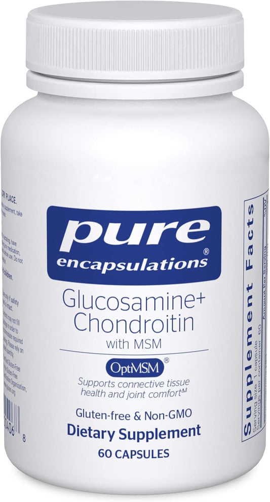 Pure Encapsulations Glucosamine Chondroitin MSM Capsules for Joint Health & Enzyme Activity - Gluten-Free & Non-GMO - 60 Count