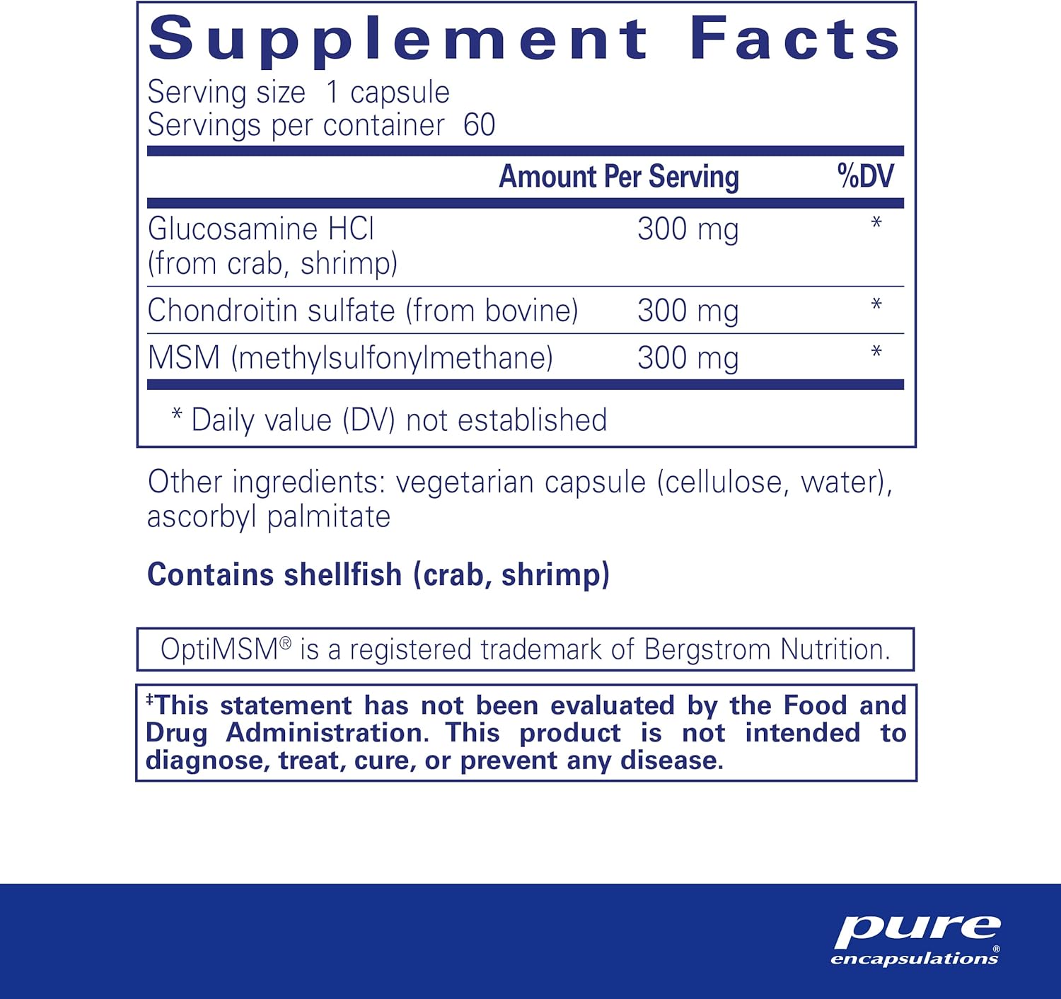 Pure Encapsulations Glucosamine Chondroitin MSM Capsules for Joint Health & Enzyme Activity - Gluten-Free & Non-GMO - 60 Count