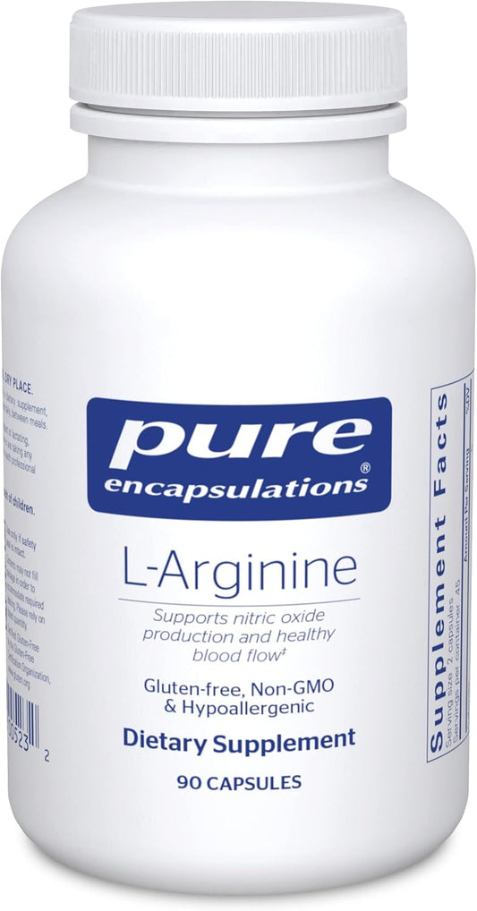 Pure Encapsulations L-Arginine Capsules - 1,400 mg for Heart Health & Blood Flow - Supports Nitric Oxide - Gluten Free & Non-GMO - 90 Count