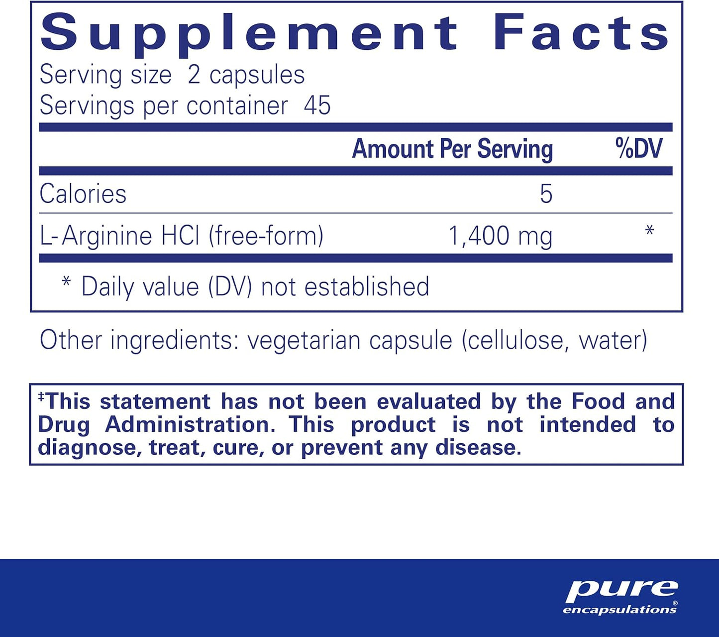 Pure Encapsulations L-Arginine Capsules - 1,400 mg for Heart Health & Blood Flow - Supports Nitric Oxide - Gluten Free & Non-GMO - 90 Count