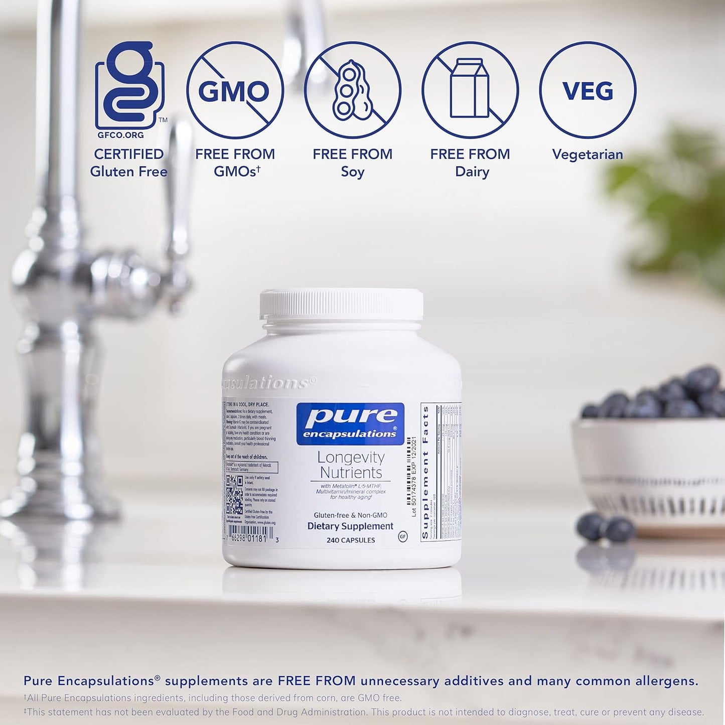 Pure Encapsulations Longevity Nutrients 240 Capsules - Multivitamin Mineral Complex for Healthy Aging*