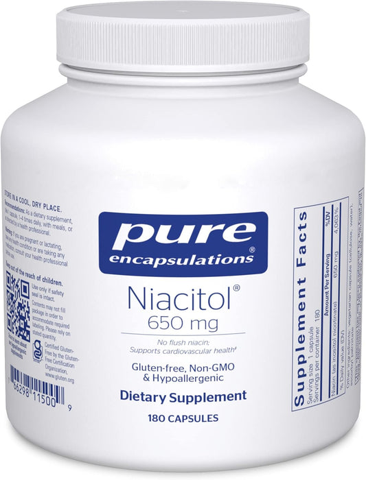 Pure Encapsulations Niacitol 650 mg Capsules - Hypoallergenic No-Flush Niacin for Digestion & Hormone Synthesis