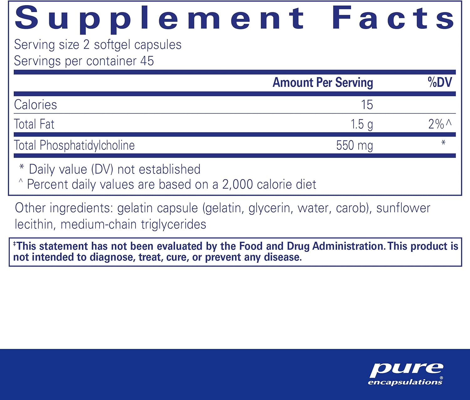 Pure Encapsulations Phosphatidylcholine Softgel Capsules - Cellular & Cognitive Function, Liver Health - 90 Count