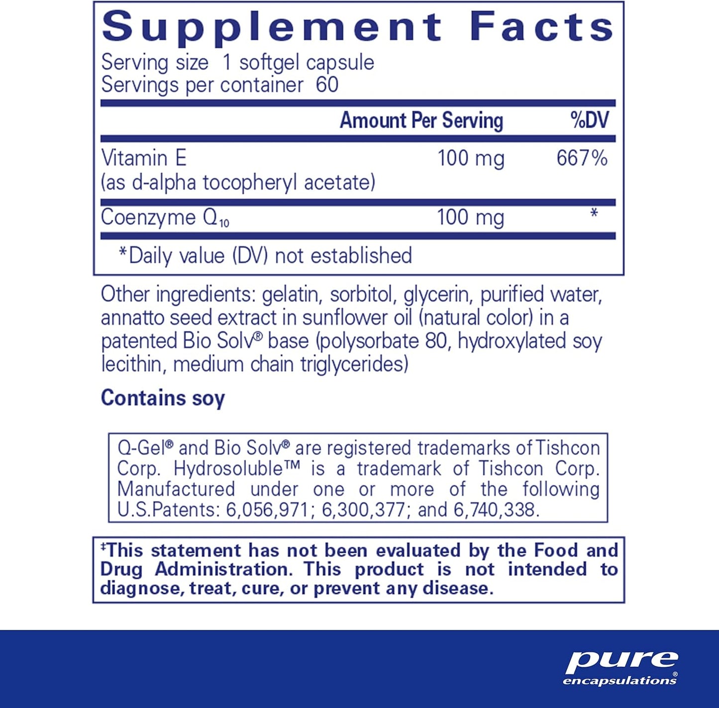 Pure Encapsulations Q-Gel 100: Hydrosoluble CoQ10 with Vitamin E for Enhanced Solubility - 60 Softgel Capsules