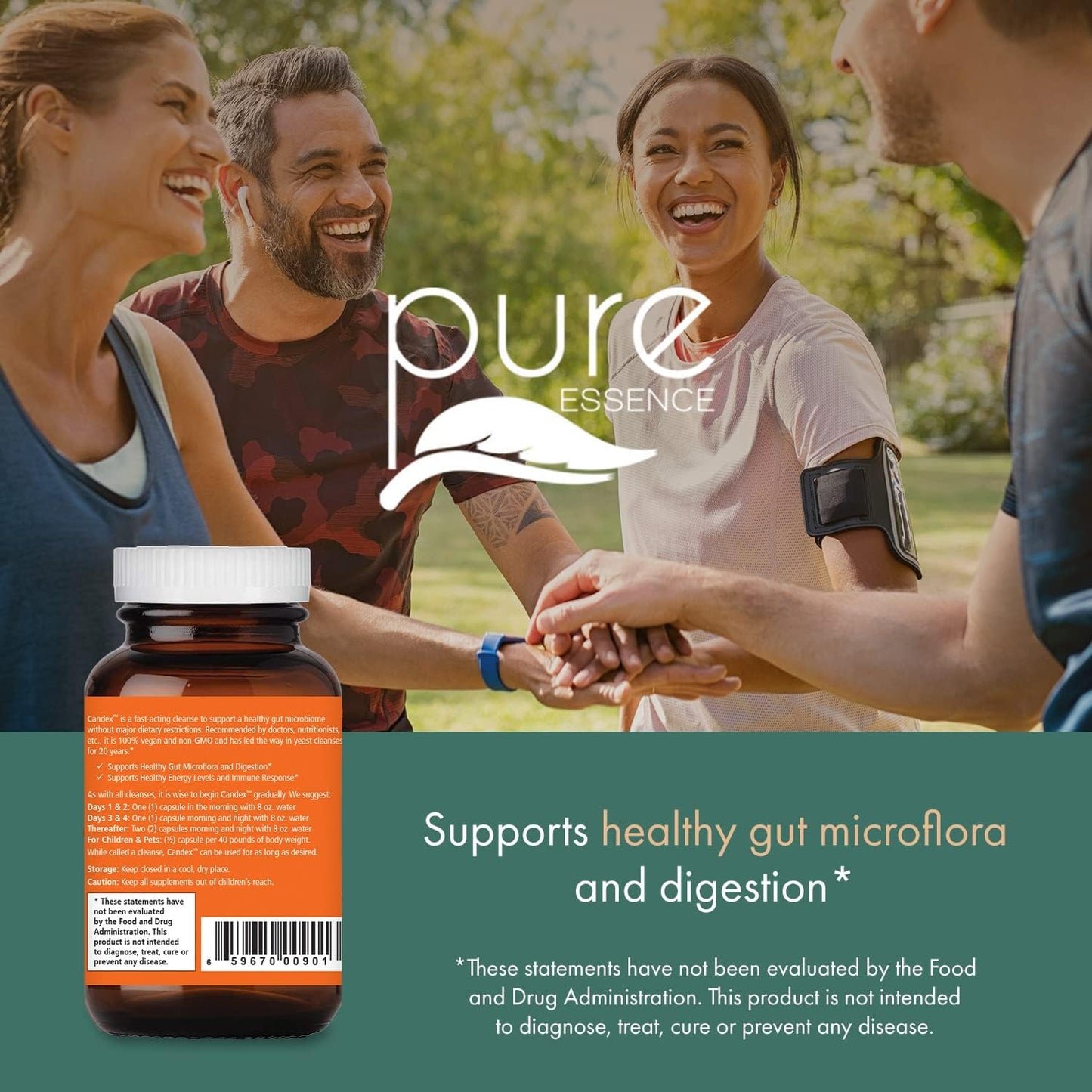 Pure Essence Labs Candex Supplement - Natural Yeast Overgrowth Support with Digestive Enzymes - Probiotic Aid for Men and Women - 40 Capsules