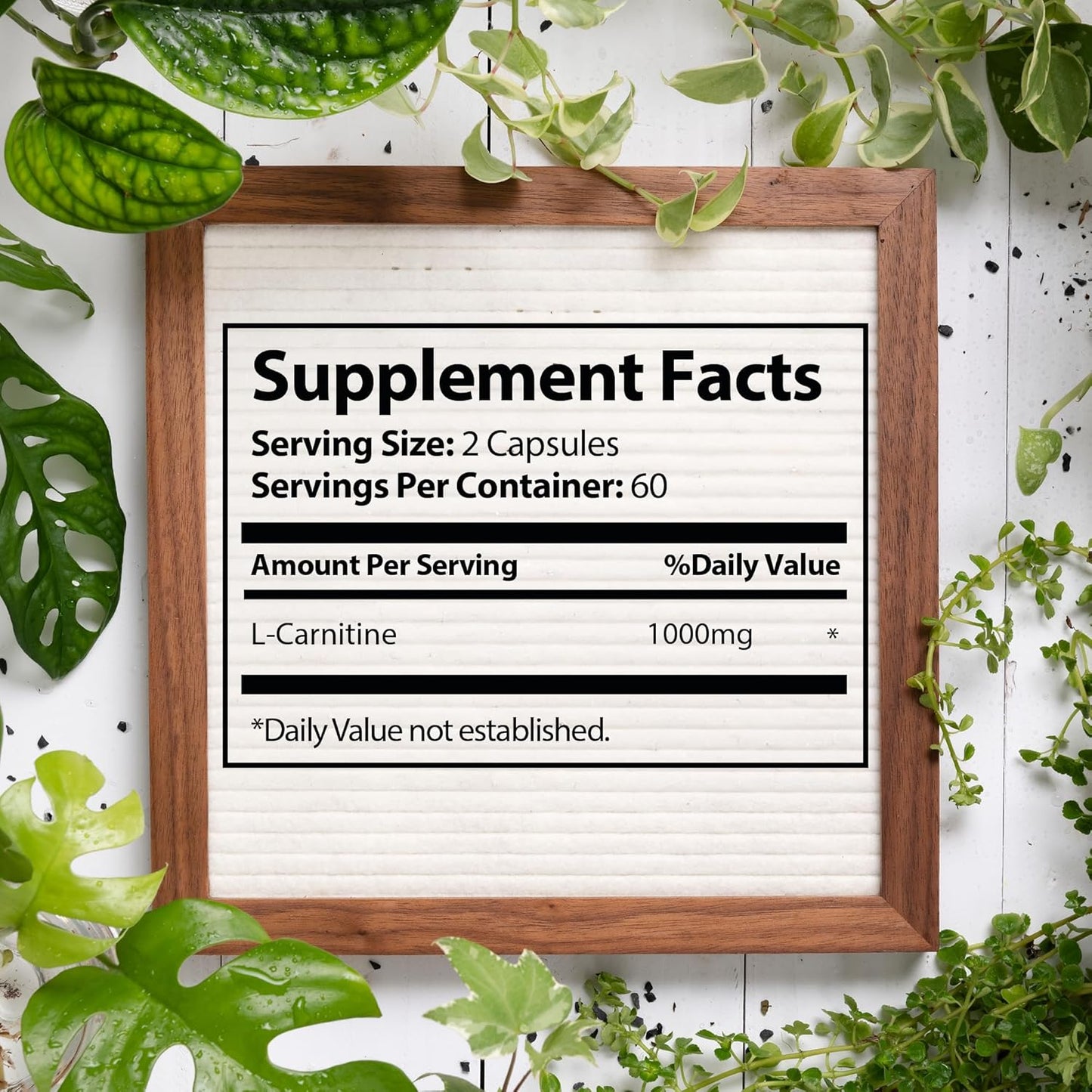 Pure Form L Carnitine Supplement - 1000mg per Serving - 120 Vegetarian Capsules - 60 Servings