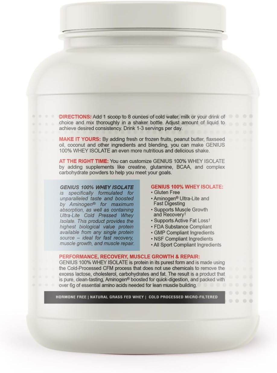 Pure Genius Pharmacist Vanilla Whey Isolate Protein Powder - 2lb (909g) - 28 Servings