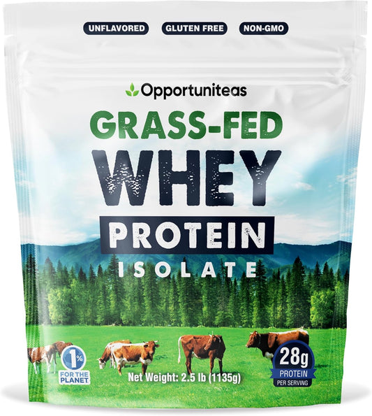Pure Grass Fed Whey Isolate Protein Powder - Unflavored 28g Protein - Hormone-Free, Non-GMO - 2.5lb Pack - BoostGo Australia
