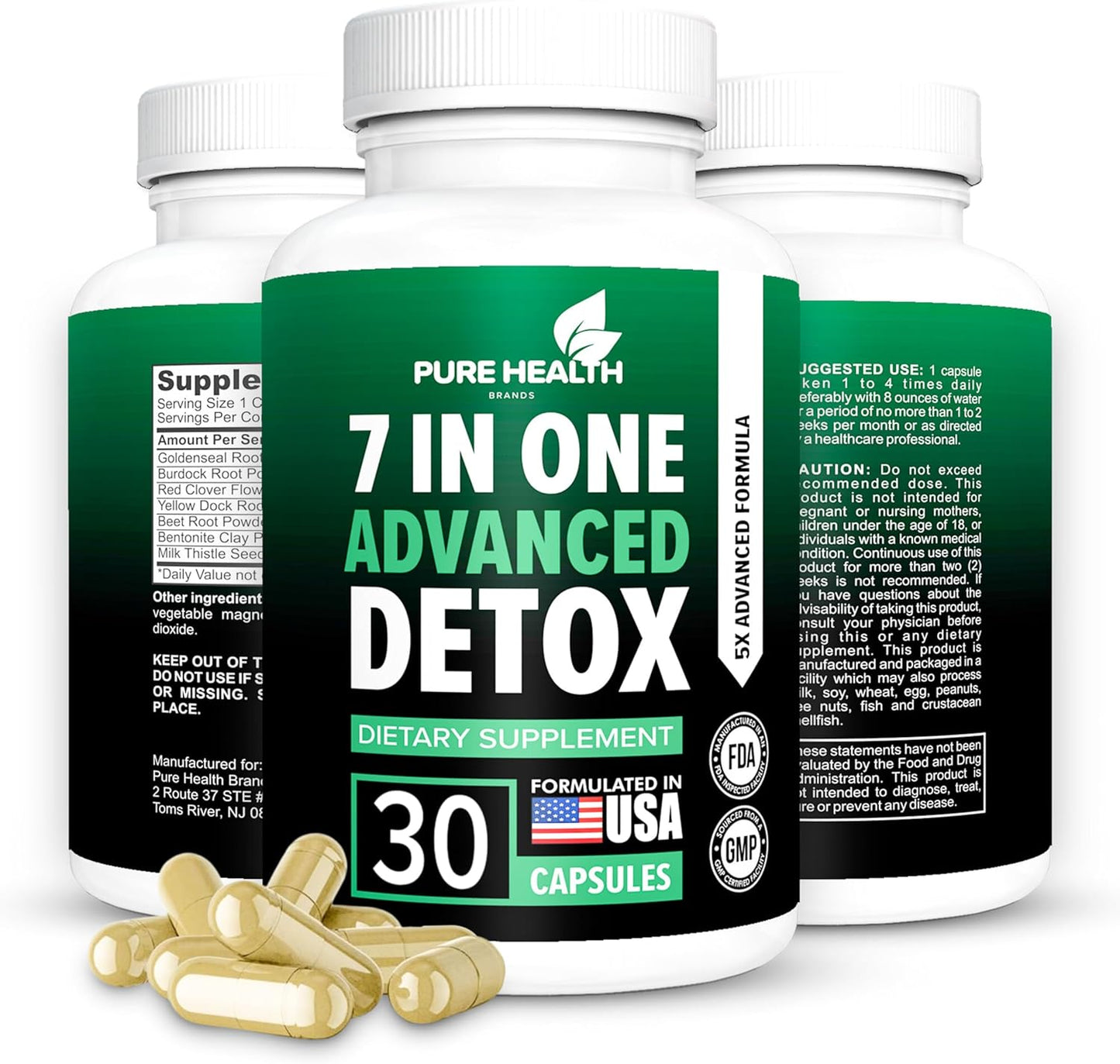 Pure Health Brands 7-in-1 Advanced Formula - Full Body Cleanse & Liver Repair - Natural Detox Support (30 Capsules)