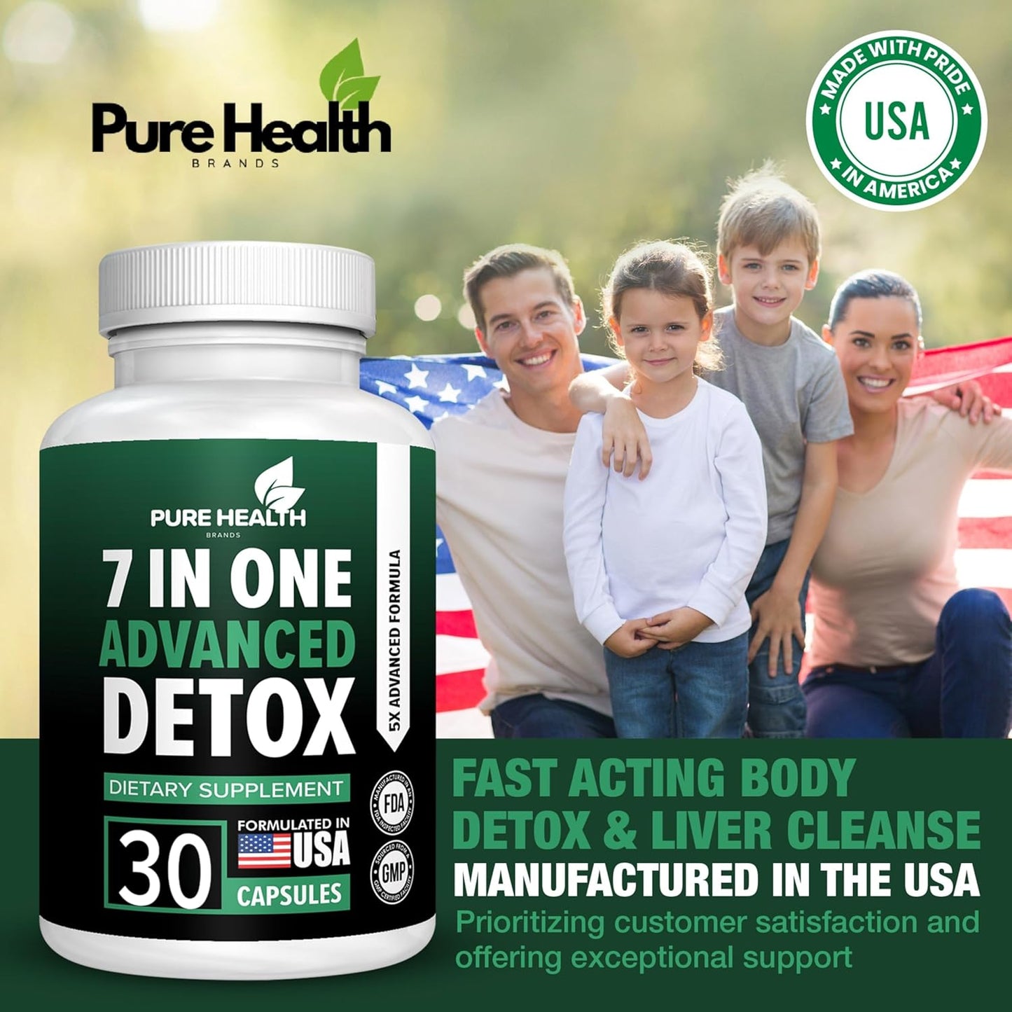 Pure Health Brands 7-in-1 Advanced Formula - Full Body Cleanse & Liver Repair - Natural Detox Support (30 Capsules)