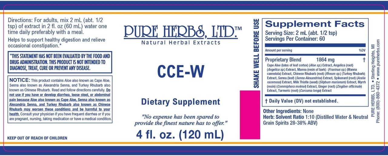 Pure Herbs, Ltd. CCE-W Herbal Supplement (4 oz.) - Natural Extract for Health and Wellness