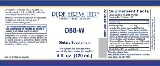 Pure Herbs, Ltd. DB8-W Herbal Extract (4 oz.) - Premium Natural Supplement