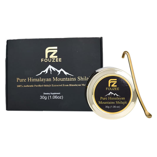 Pure Himalayan Mountains Shilajit with 77% Fulvic Acid - Authentic Hard Consistency, Natural Source of Trace Minerals - 30g with Stainless Steel Spoon