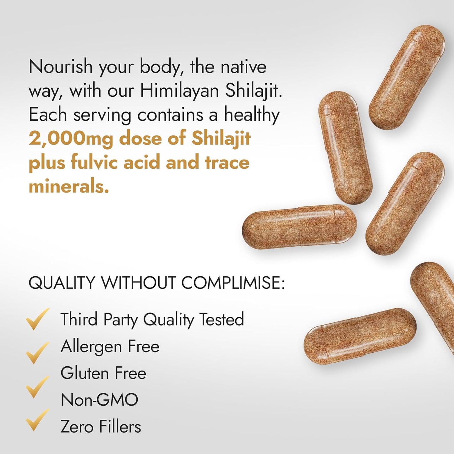 Pure Himalayan Organic Shilajit Capsules - 2 Bottles (120 Count) | 2,000 mg Natural Shilajit Supplement for Men & Women | Fulvic Acid & Trace Minerals Included - BoostGo Australia