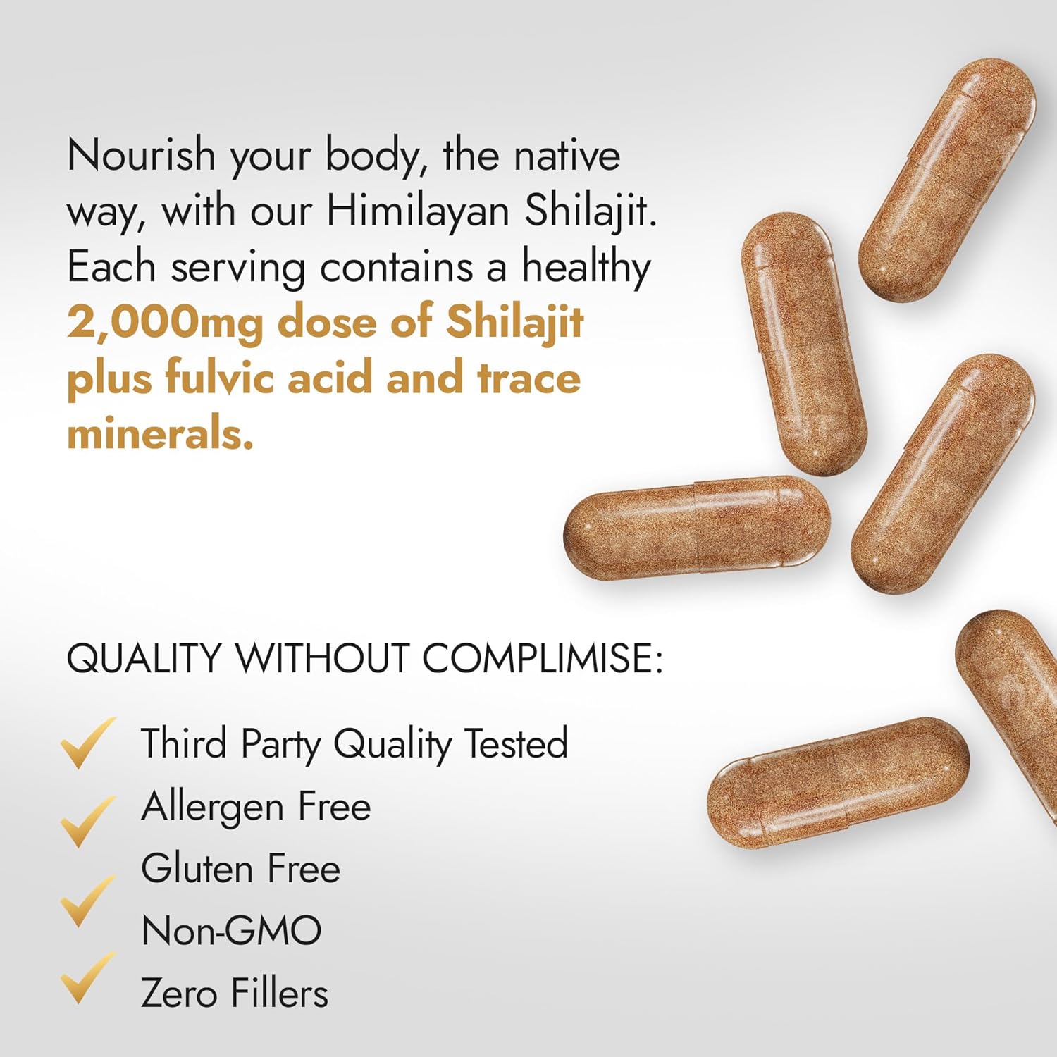 Pure Himalayan Organic Shilajit Capsules - 2 Bottles (120 Count) | 2,000 mg Natural Shilajit Supplement for Men & Women | Fulvic Acid & Trace Minerals Included - BoostGo Australia