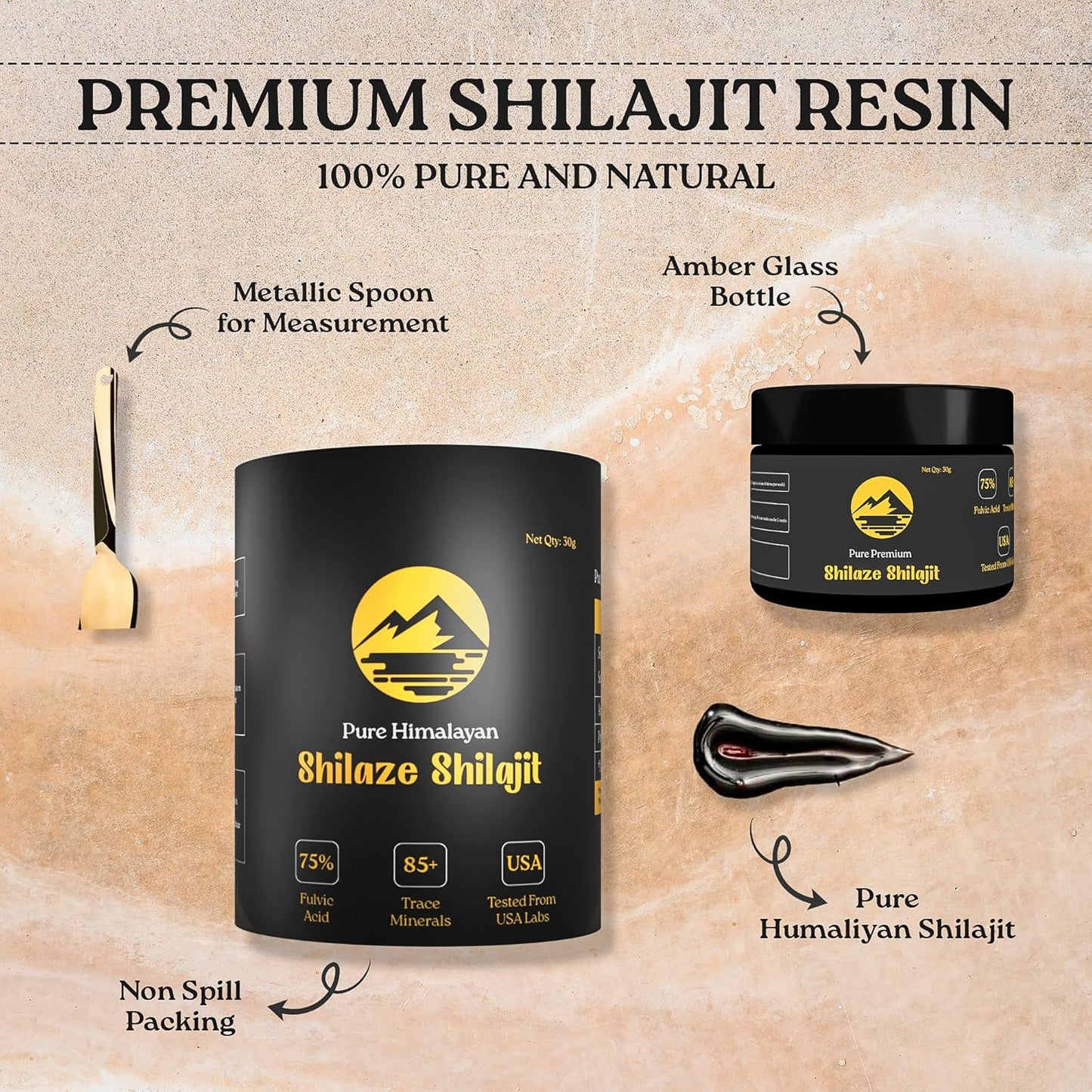 Pure Himalayan Organic Shilajit Resin Supplement for Men and Women