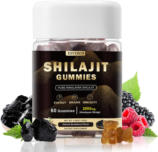 Pure Himalayan Shilajit Gummies - Lab Tested Trace Minerals Supplement for Men & Women - Non-GMO, Natural Flavor - 60 Count