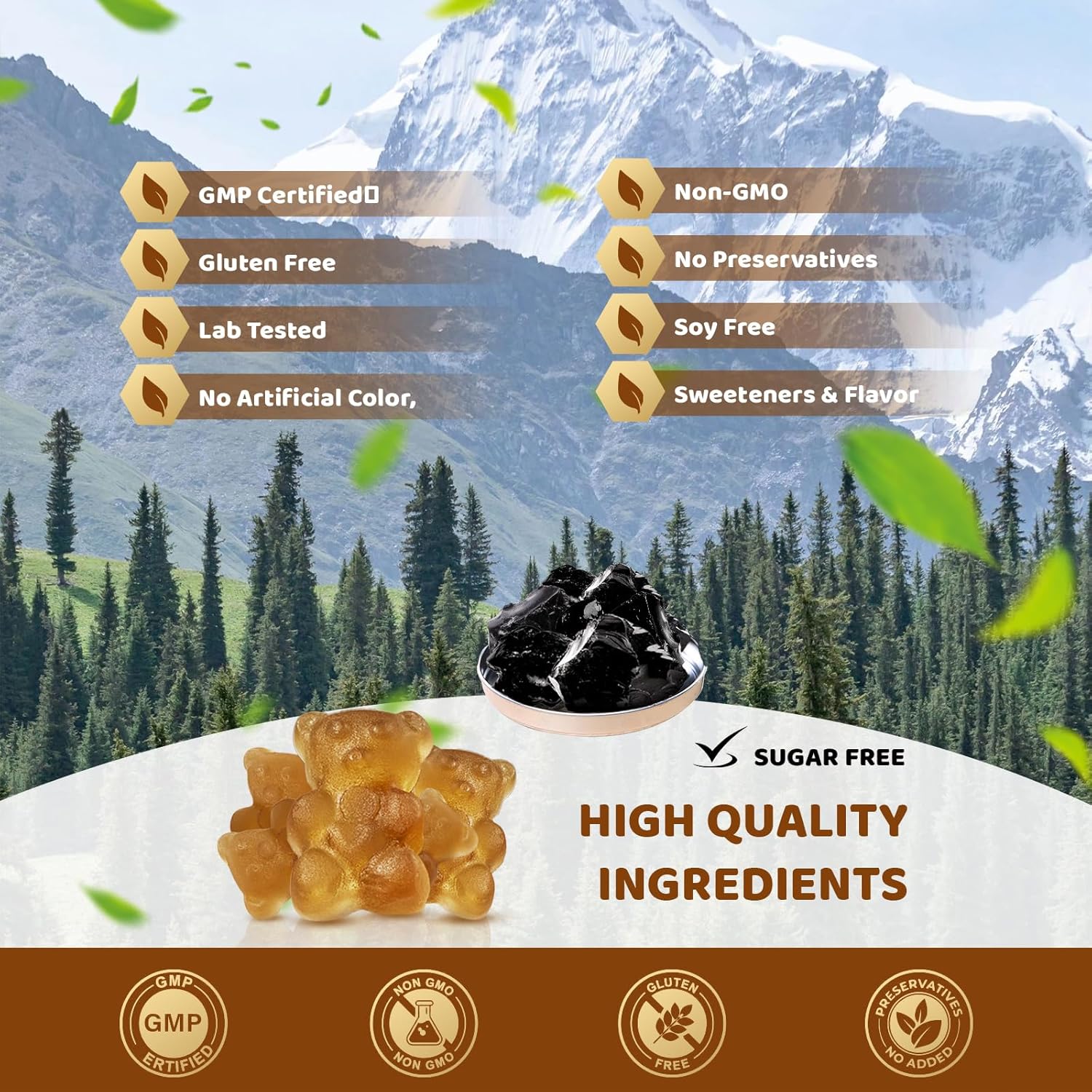 Pure Himalayan Shilajit Gummies - Lab Tested Trace Minerals Supplement for Men & Women - Non-GMO, Natural Flavor - 60 Count