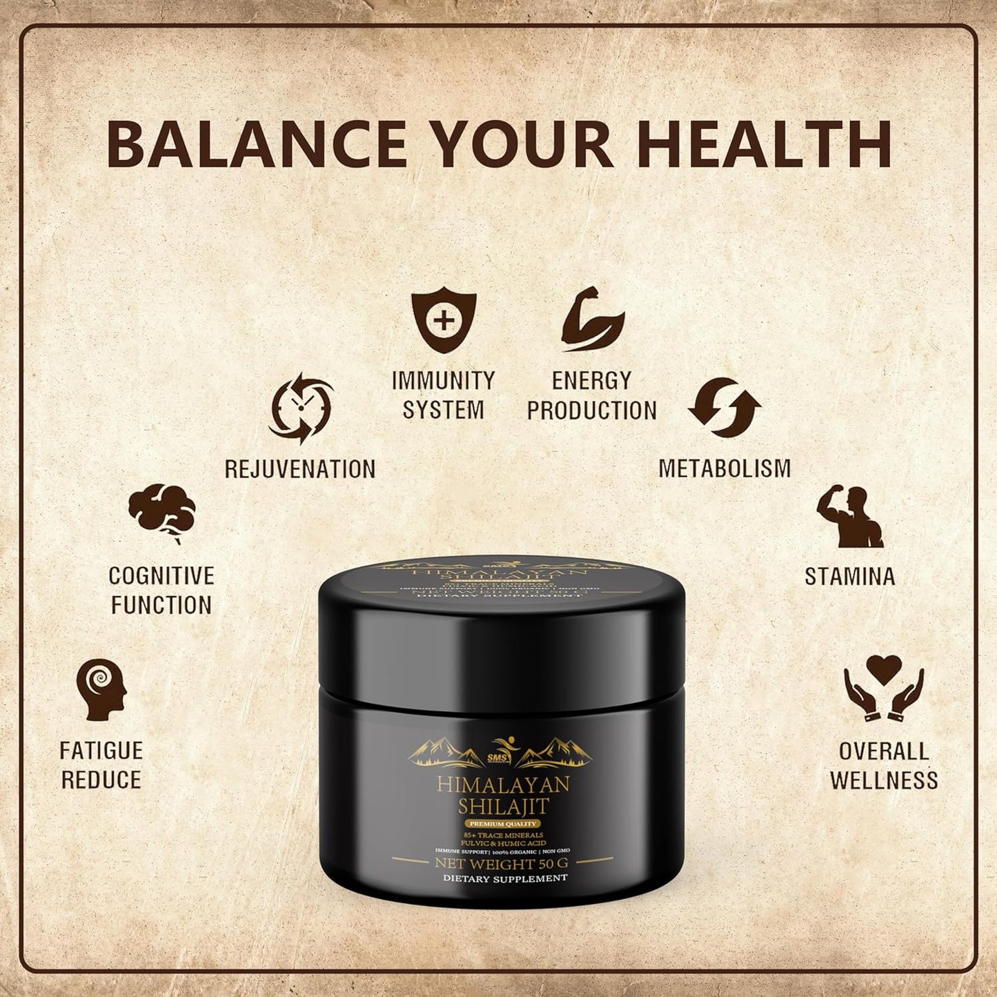 Pure Himalayan Shilajit Resin - Gold Grade 100% Pure Shilajit with Fulvic Acid & 85+ Trace Minerals for Energy & Immune Support
