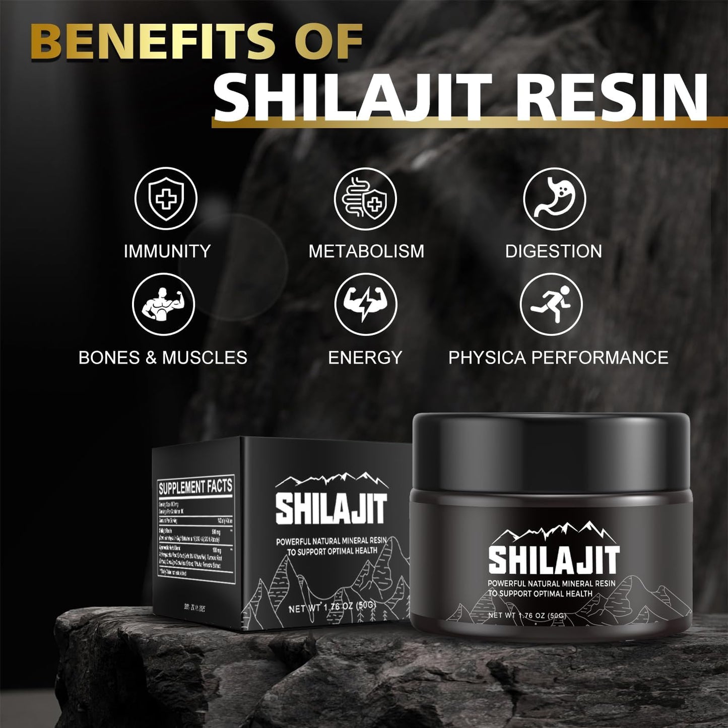 Pure Himalayan Shilajit Resin for Kids' Energy & Strength - 100% Supplement, 600mg, 50g