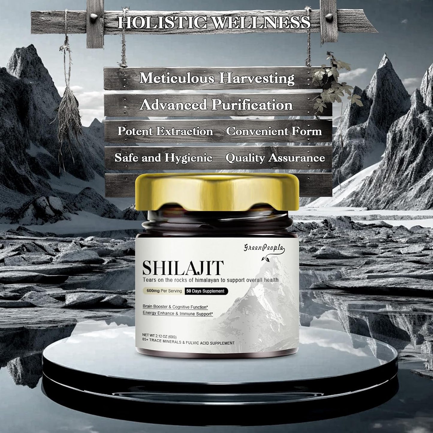 Pure Himalayan Shilajit Resin with 89 Trace Minerals & Fulvic Acid - Gold Grade Energy & Immunity Supplement for Men & Women - 100 Servings/60g