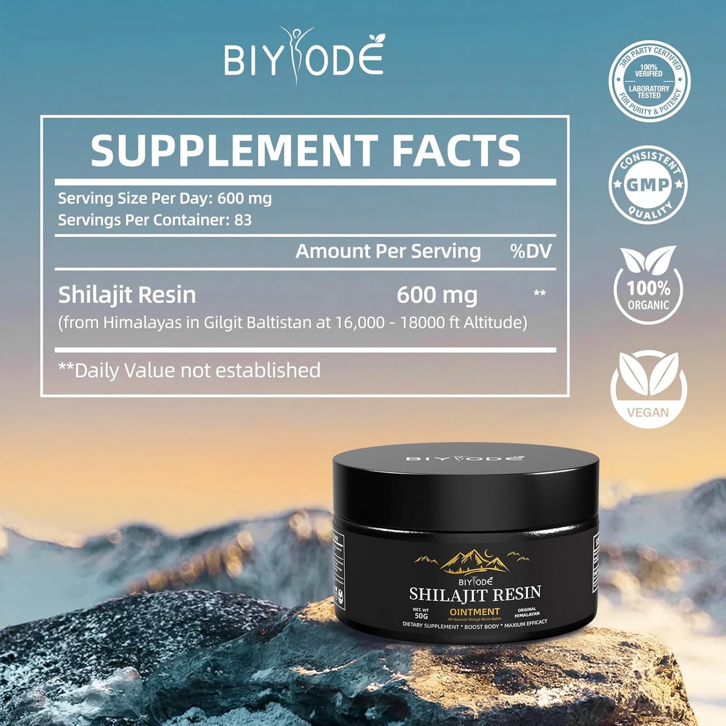 Pure Himalayan Shilajit Supplement with Fulvic Acid & 85+ Minerals, 600mg - 100 Servings for Men and Women