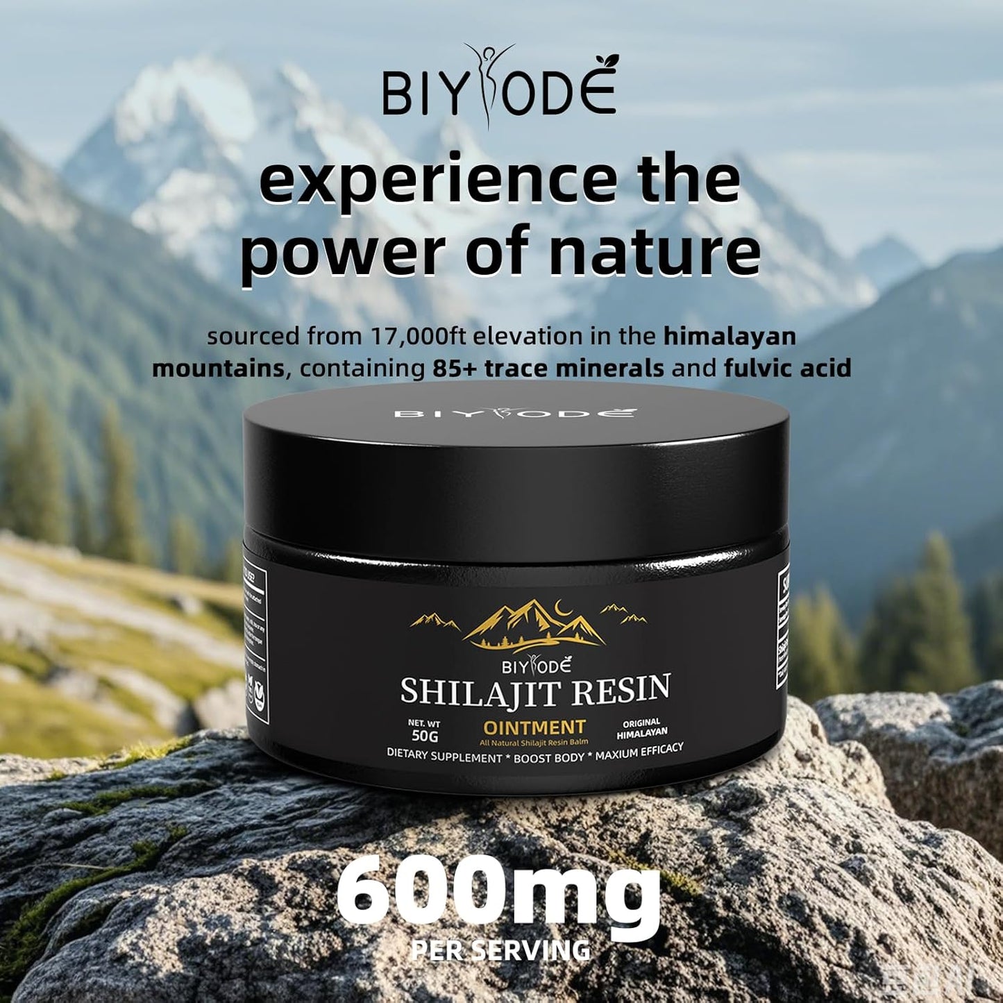 Pure Himalayan Shilajit Supplement with Fulvic Acid & 85+ Minerals, 600mg - 100 Servings for Men and Women