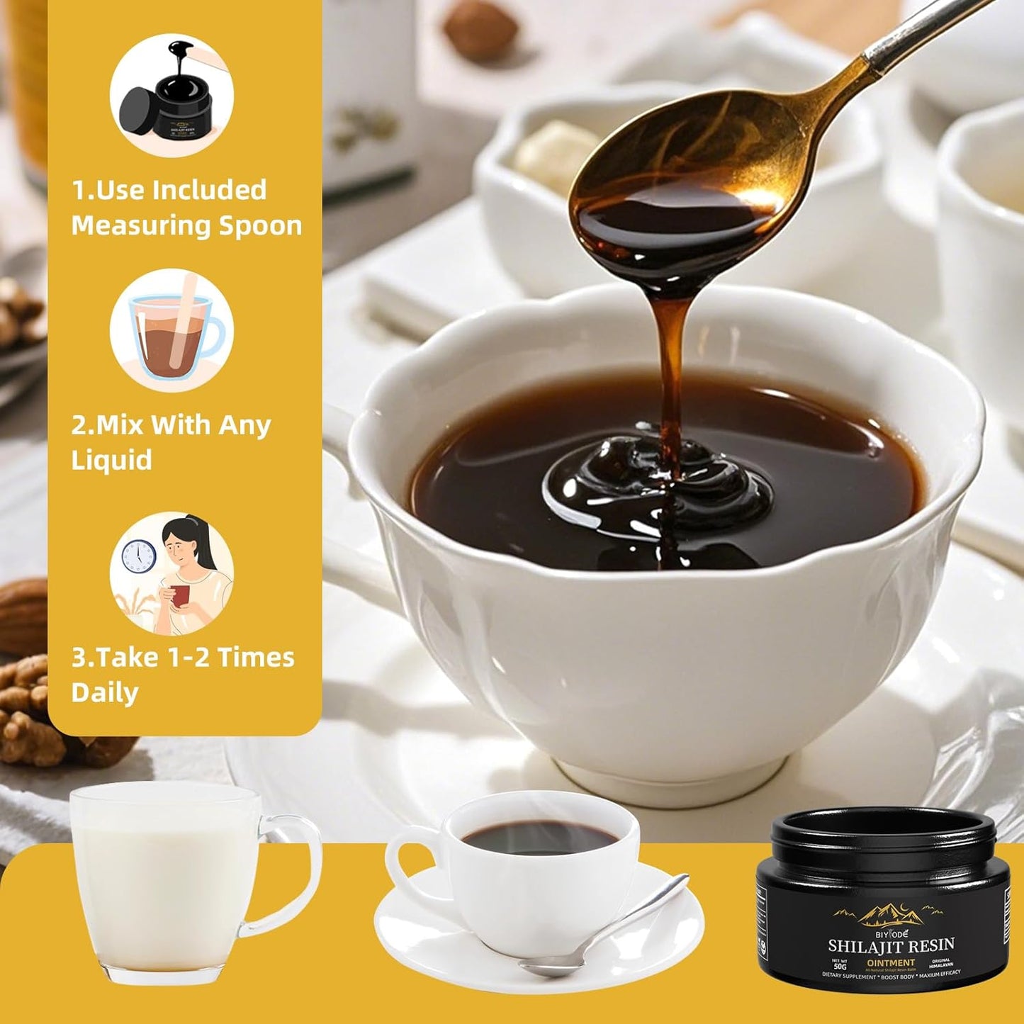 Pure Himalayan Shilajit Supplement with Fulvic Acid & 85+ Minerals, 600mg - 100 Servings for Men and Women