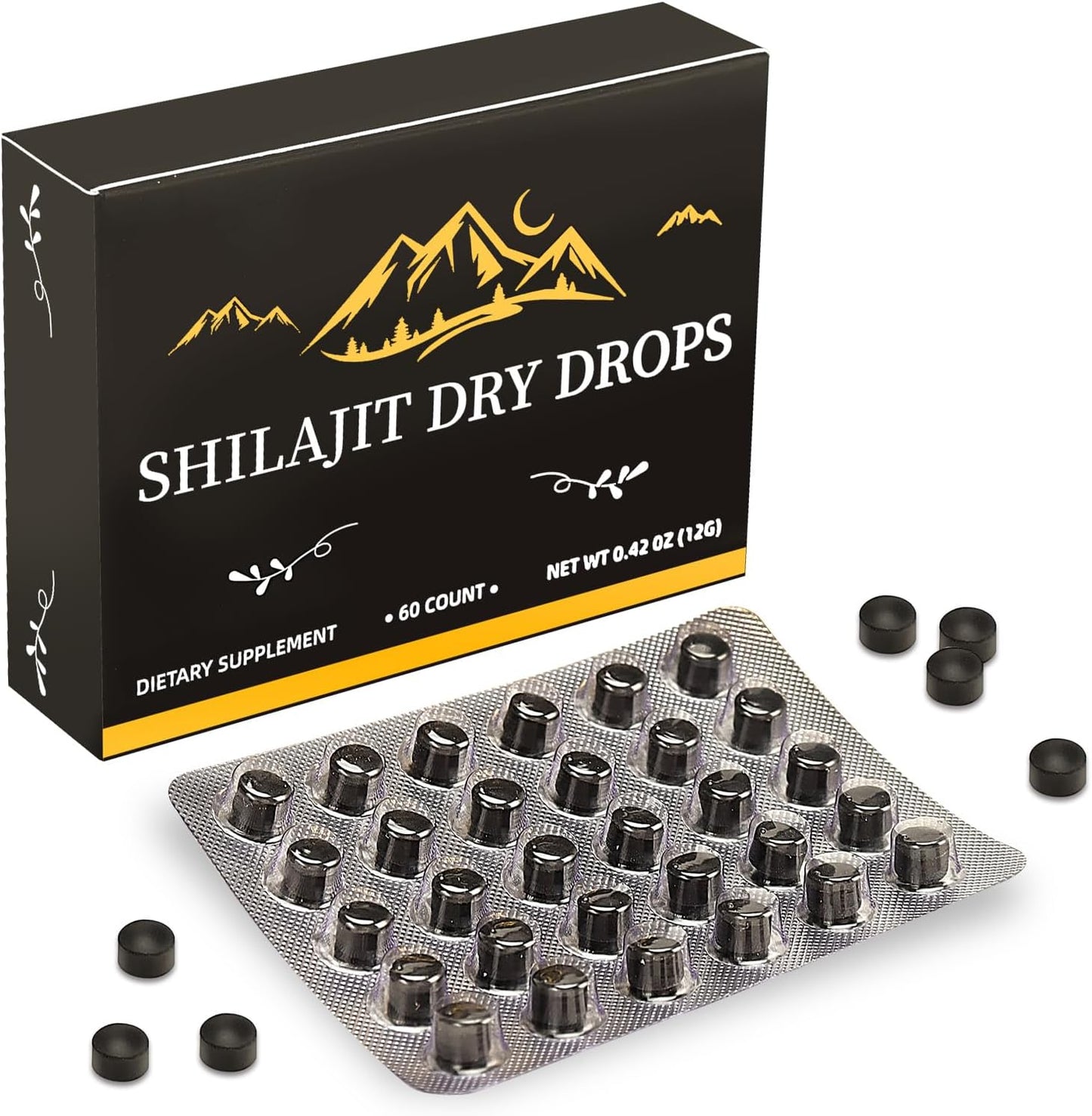 Pure Himalayan Shilajit Tablets | Natural Resin Drops | Immune Support & Energy Boost | 85+ Minerals & Fulvic Acid | 60 Tablets