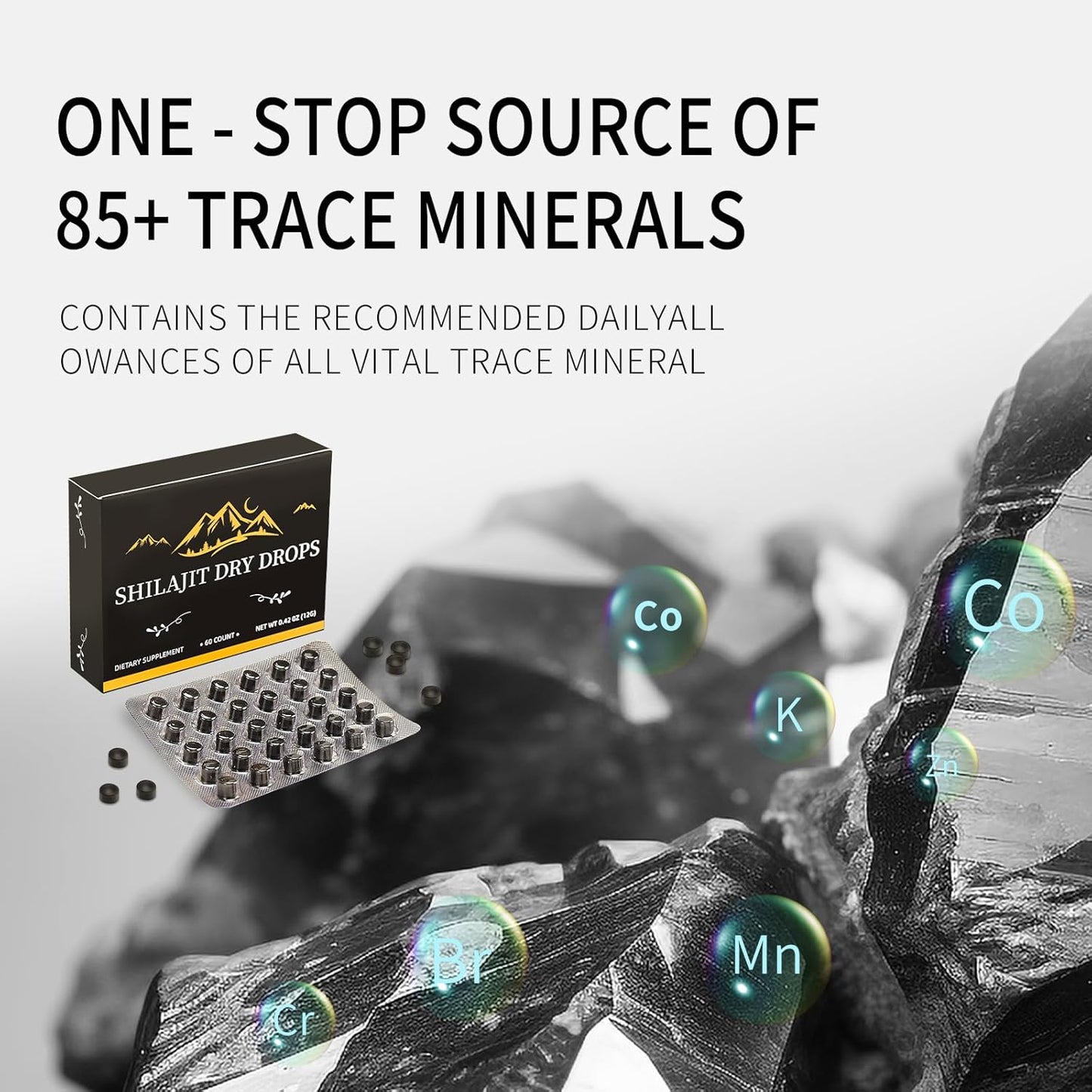 Pure Himalayan Shilajit Tablets | Natural Resin Drops | Immune Support & Energy Boost | 85+ Minerals & Fulvic Acid | 60 Tablets