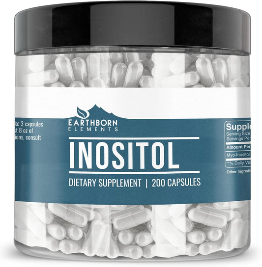 Pure Inositol 200 Capsules by Earthborn Elements - No Additives, Undiluted Formula