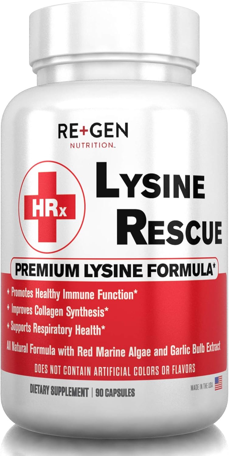 Pure L-Lysine Amino Acid Supplement for Immune & Skin Health - 90 Capsules