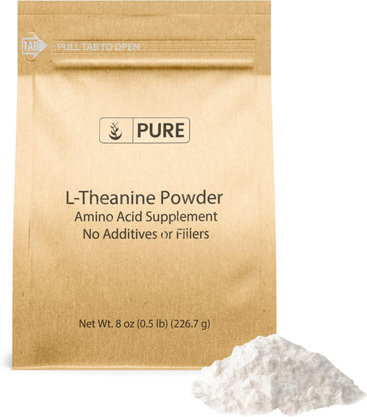 Pure L-Theanine (8 oz) Amino Acid Supplement - 100% Original Ingredients, No Additives or Fillers