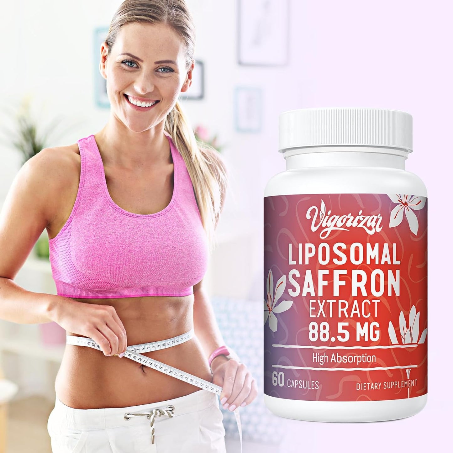 Pure Liposomal Saffron Supplement - High Bioavailability 88.5 mg Extract - 60 Capsules USA Made