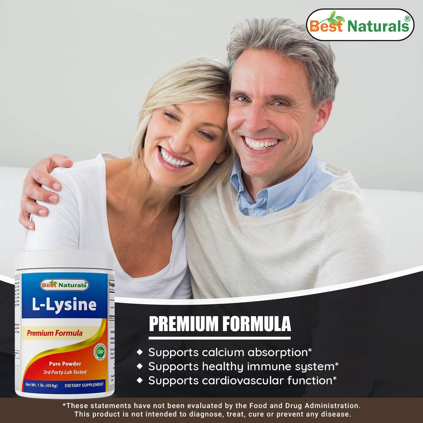 Pure Lysine Powder - Best Naturals, 3 Pounds Total - 100% Natural and Pure