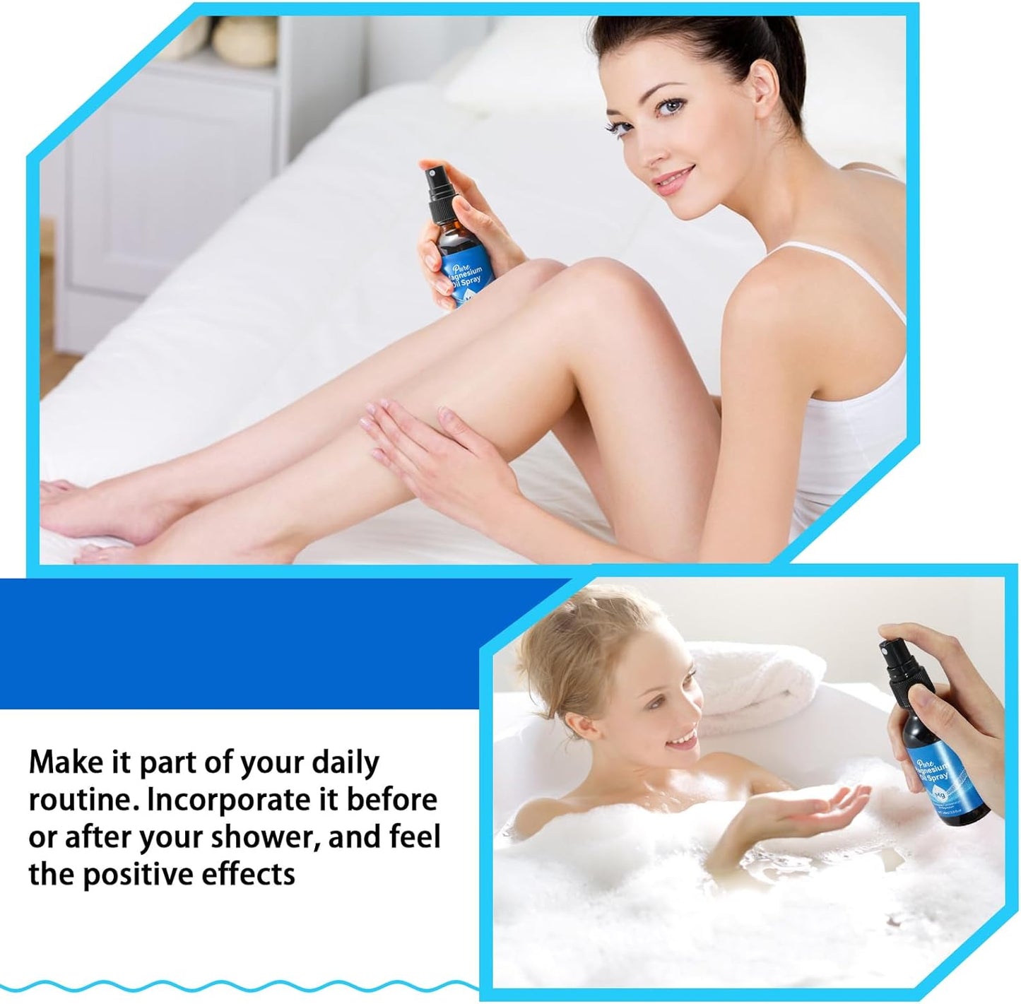 Pure Magnesium Chloride Oil Spray for Feet - 2 Oz Glass Bottle