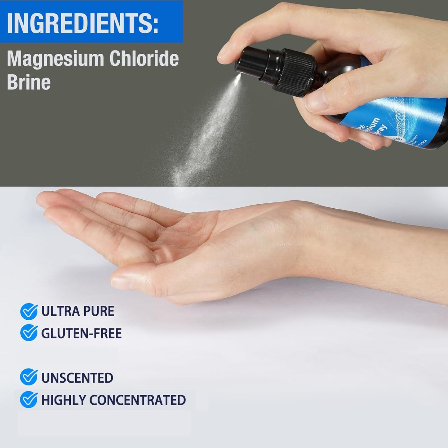Pure Magnesium Chloride Oil Spray for Feet - 2 Oz Glass Bottle