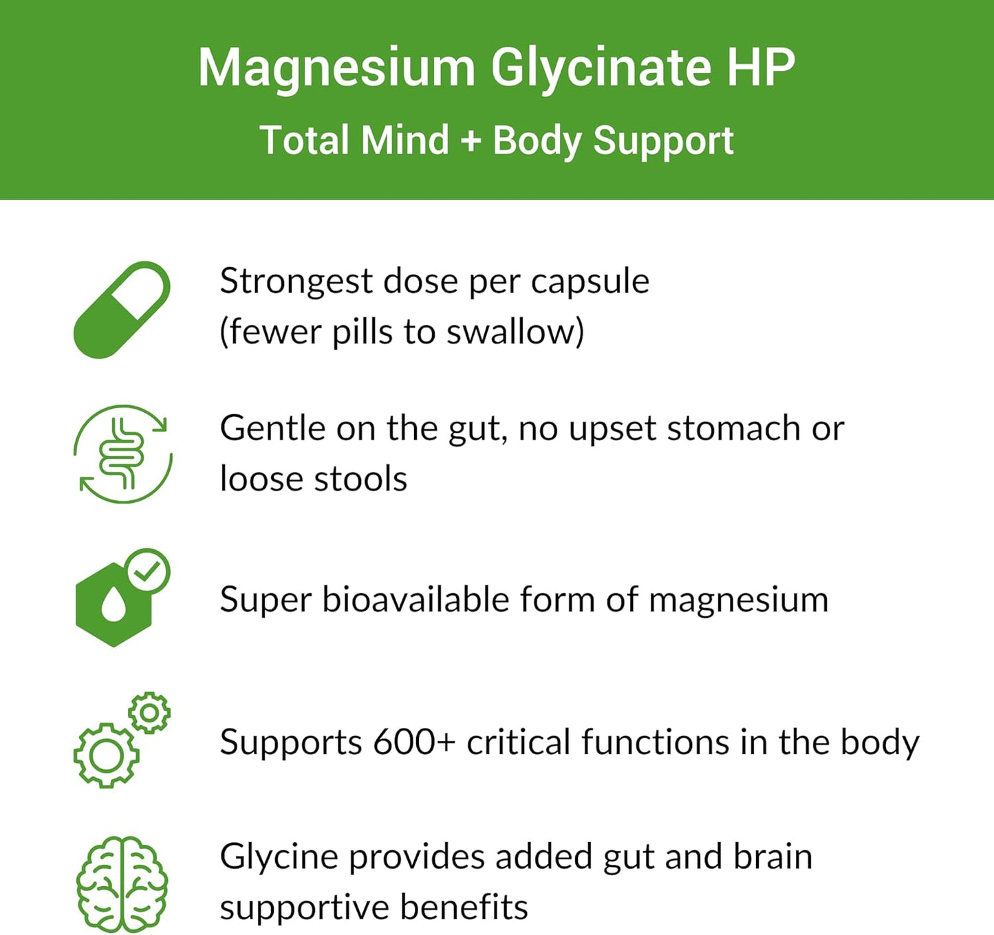 Pure Magnesium Glycinate Supplement | 180mg, 60 Servings | Gut Health Support - BoostGo Australia
