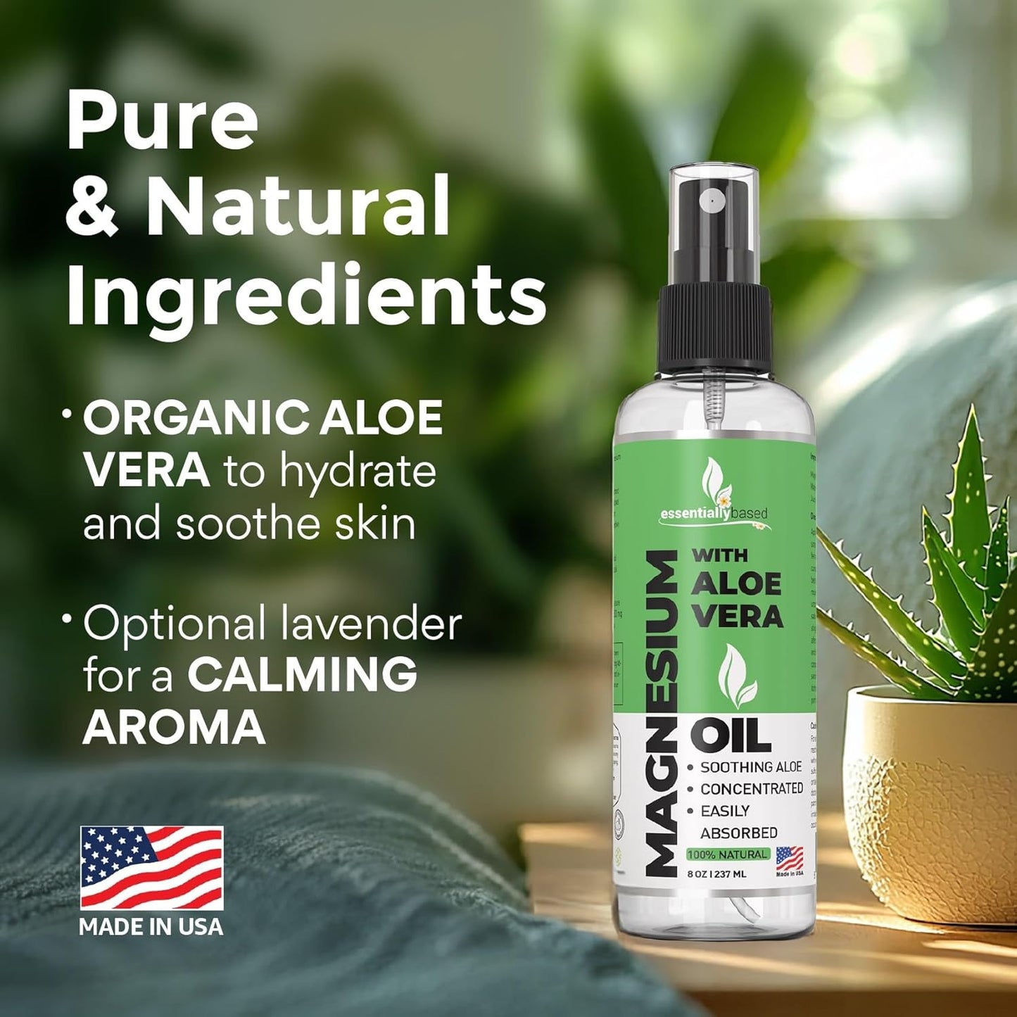 Pure Magnesium Oil Spray Infused with Aloe Vera for Enhanced Benefits