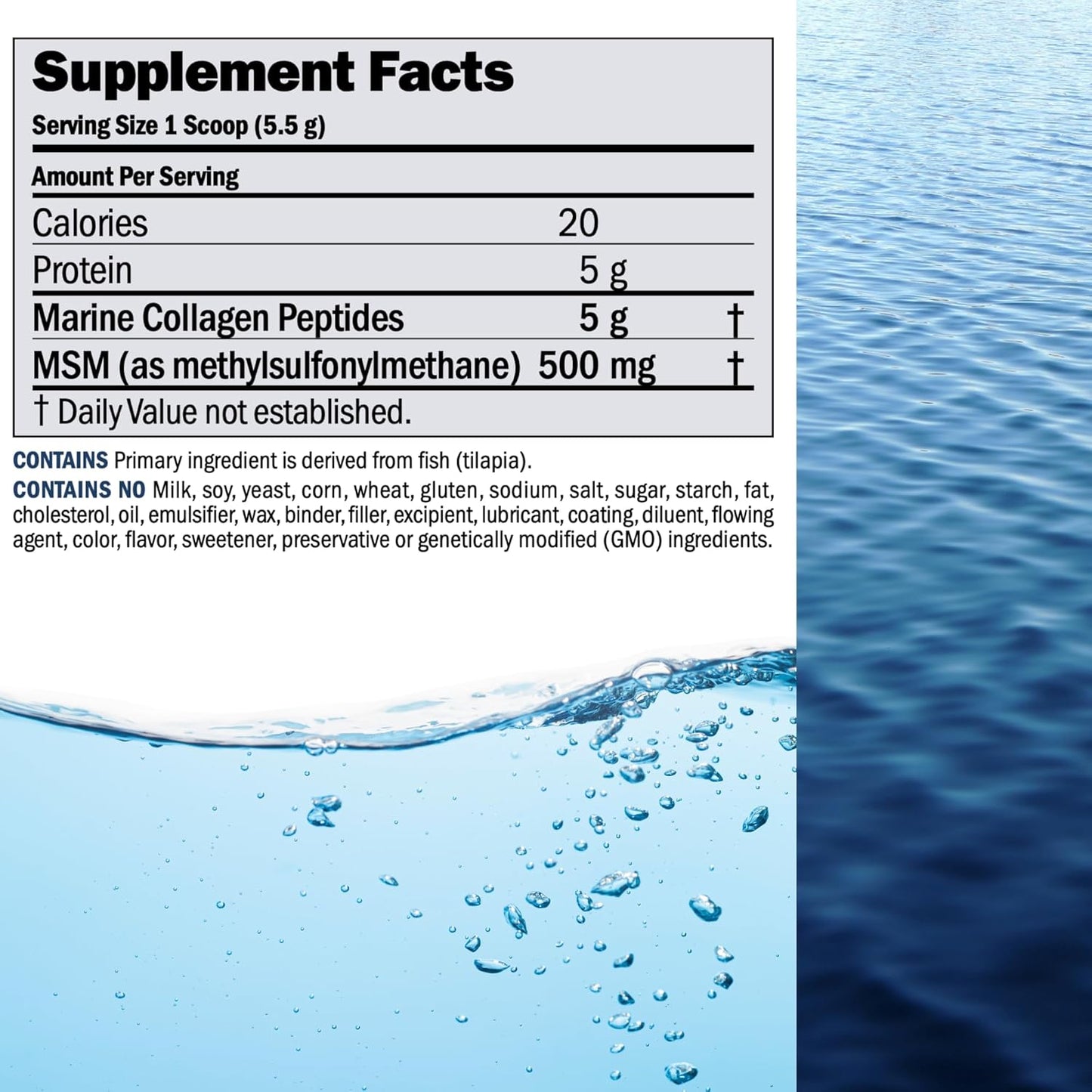 Pure Marine Collagen Peptides Powder with MSM - 120 Servings for Radiant Skin & Joint Comfort - Super Soluble, Non-GMO, No Additives.