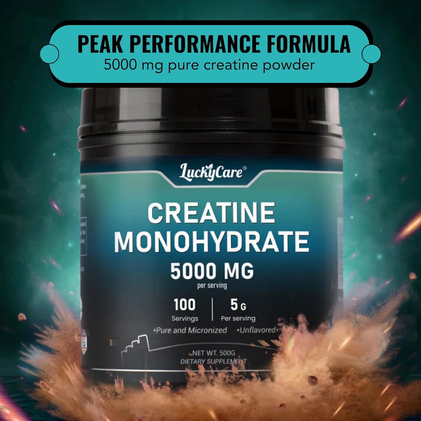 Pure Micronized Creatine Monohydrate Powder - 5000mg for Workout Support - Vegan & Gluten-Free - 100 Servings