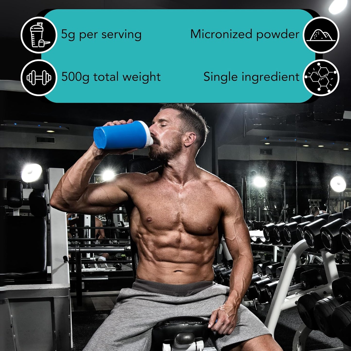 Pure Micronized Creatine Monohydrate Powder - 5000mg for Workout Support - Vegan & Gluten-Free - 100 Servings