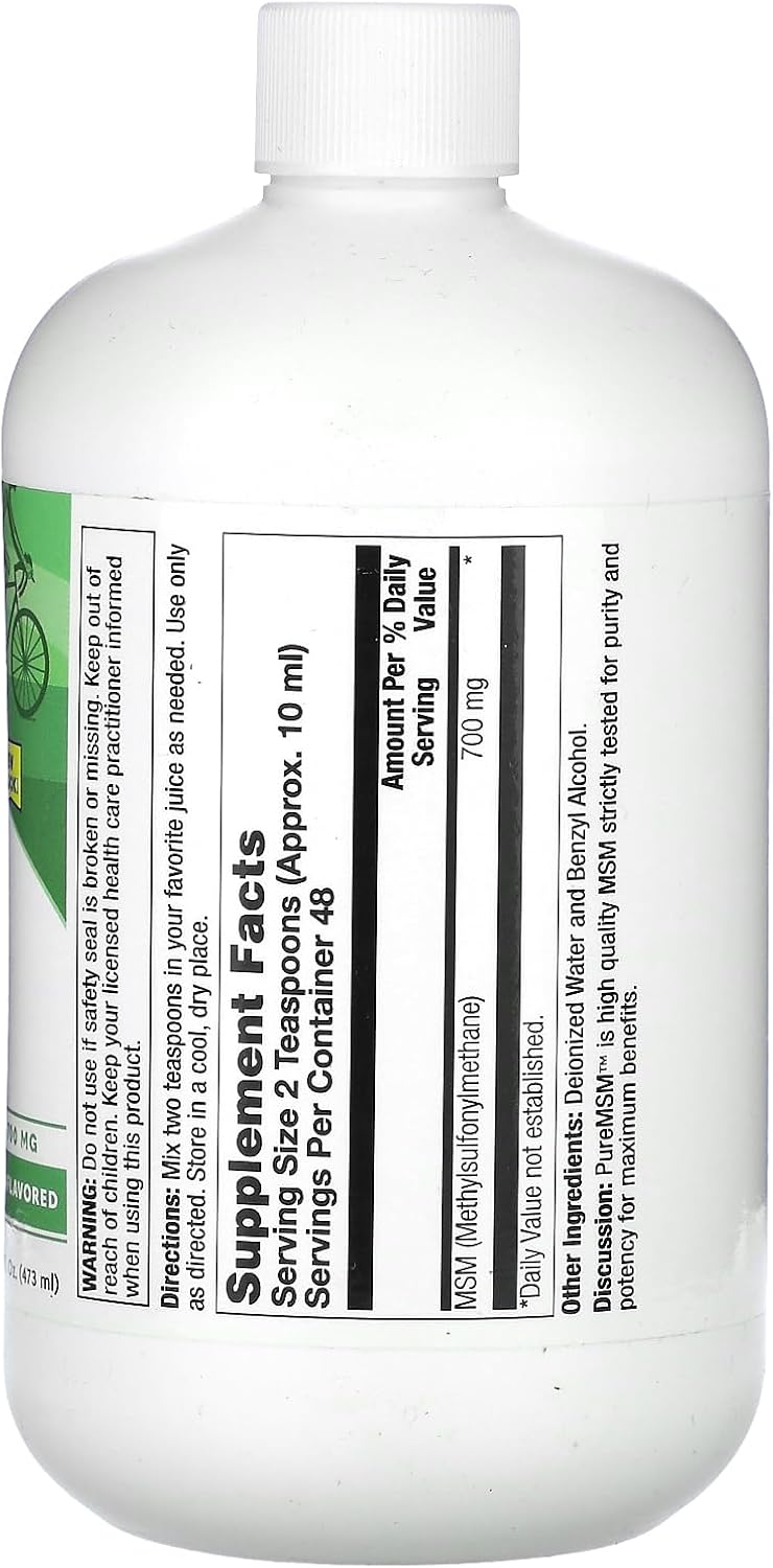 Pure MSM Liquid Supplement for Joint Support - 700 mg - Lab Verified - Unflavored - 60-Day Guarantee - 48 Servings, 16 Fl. Oz.